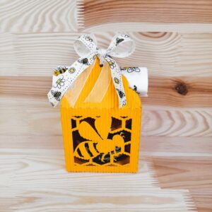 Bienenkarton mit Honig/Wachstuch