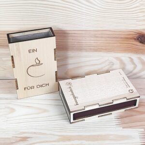 Holz-Zündholzschachtel aus Ahornholz "Ein Licht für Dich" in drei Varianten