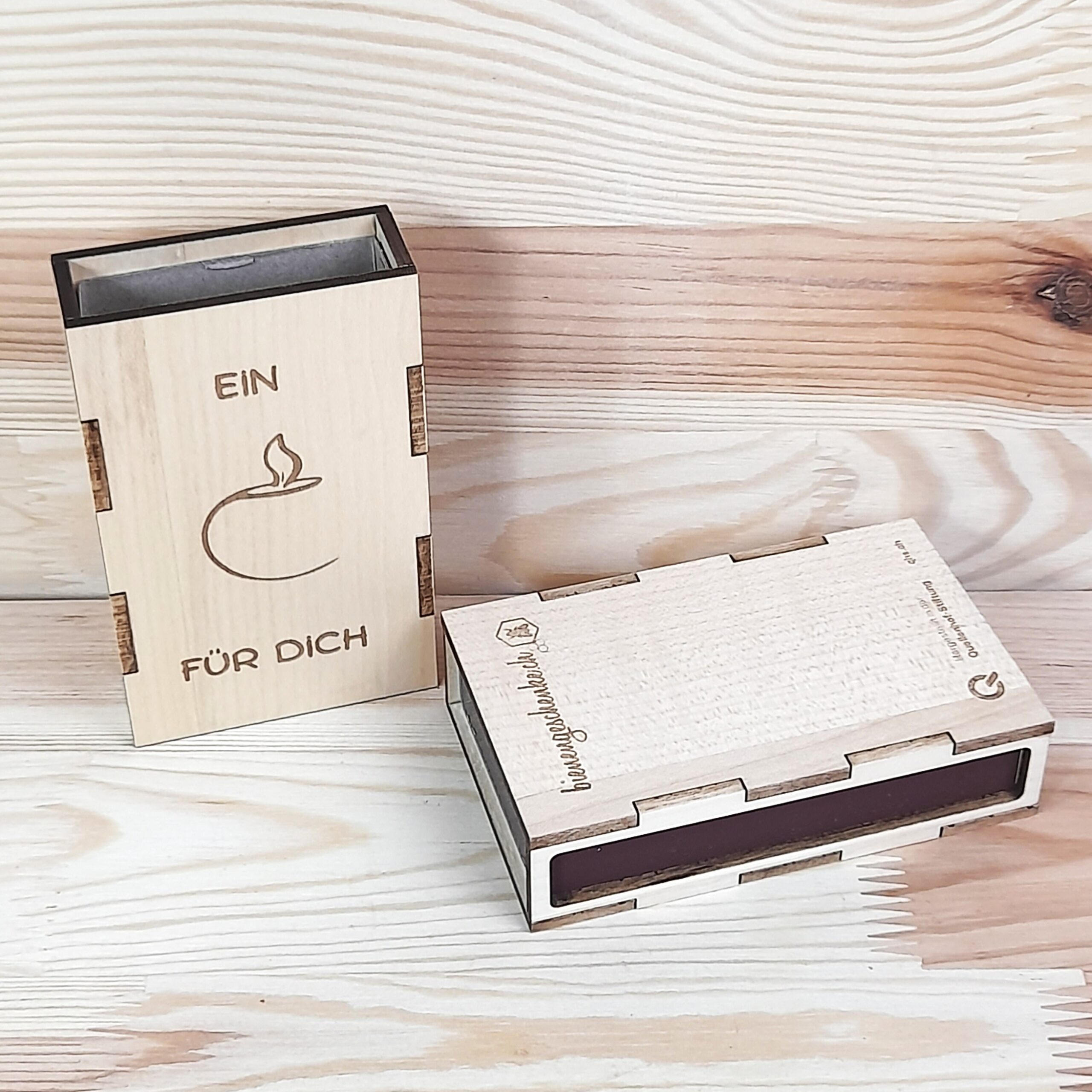 Holz-Zündholzschachtel aus Ahornholz "Ein Licht für Dich" in drei Varianten