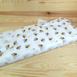 Bienen Stoff Baumwolle weiss/gelb