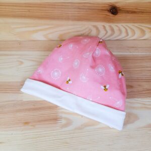 Babymütze Rosa/Crème mit Bienendruck