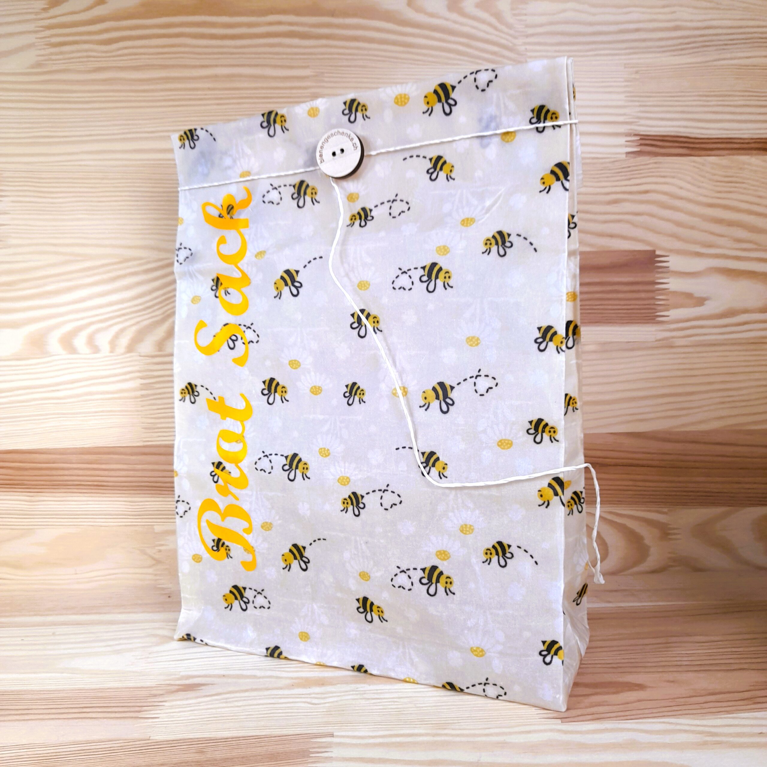 Brotsack aus Bienenwachstuch "Biene" mit Aufschrift Brotsack