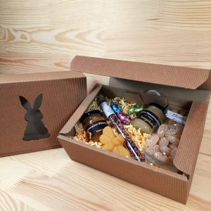 Geschenk-Karton Hase mit crème Sizzle